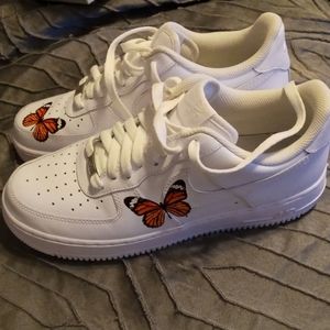 Nike Air force ones w Butterflies on them